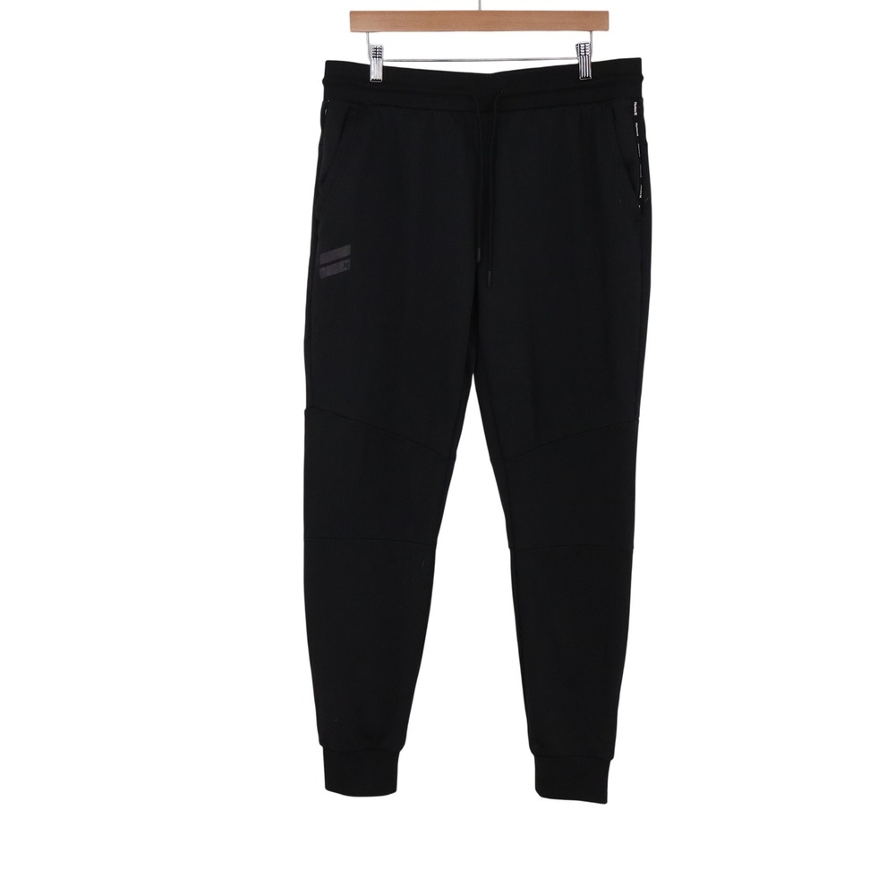 Hurley Joggers Mens XL Black Tapered Reflective Logo Excellent